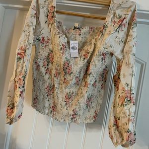 AE smocked square neck blouse